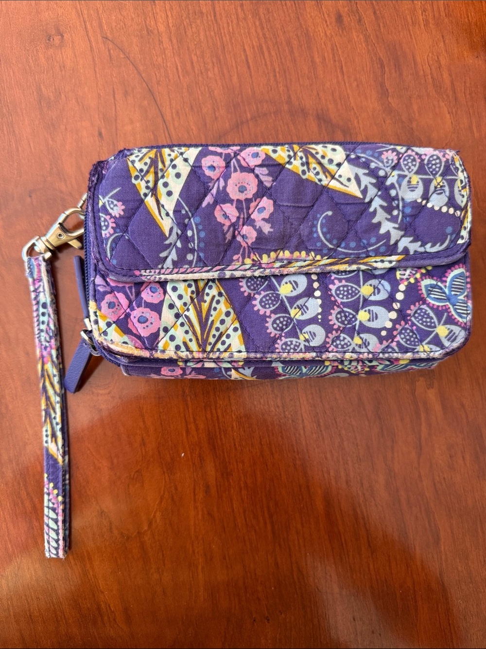 Quilted Vera Bradley Floral ClutchBag in Purple and Pink